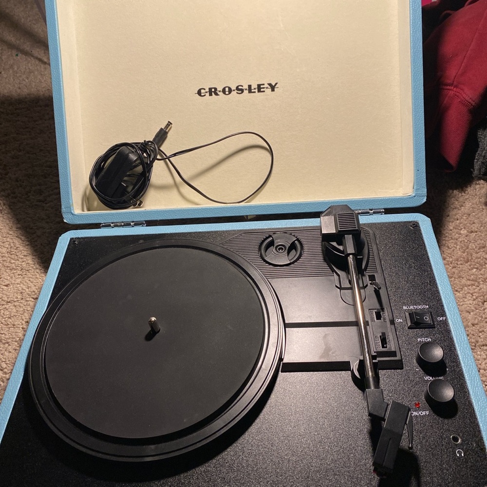 mint blue crosley record player